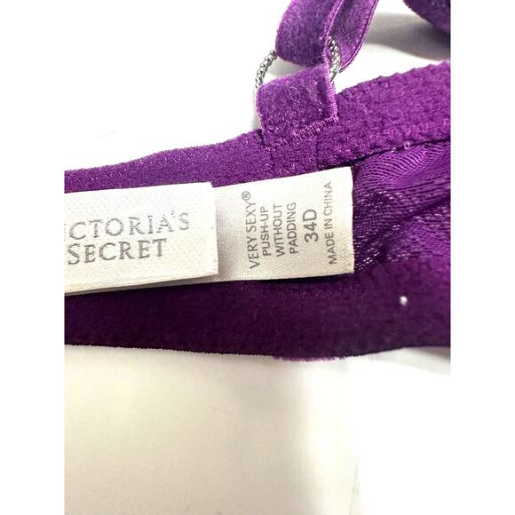 Victoria Secret Very Sexy Deep Plum Lace Push up Bra Size 34D - Picture 8 of 10